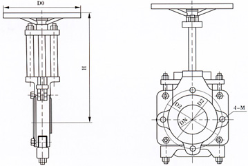 ZT9928手動(dòng)漿料閘閥結(jié)構(gòu)示意圖