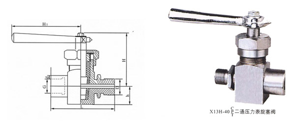 三通壓力表旋塞閥結構圖 三通壓力表旋塞閥結構圖