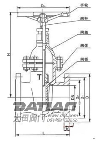 Z45暗桿楔式單閘板閘閥 結(jié)構圖